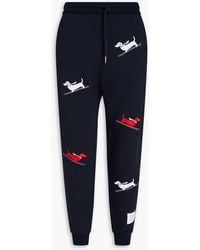 Thom Browne - Embroidered French Cotton-Terry Sweatpants - Lyst