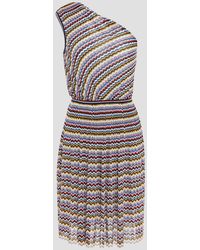 Missoni - One-shoulder Pleated Metallic Crochet-knit Dress - Lyst