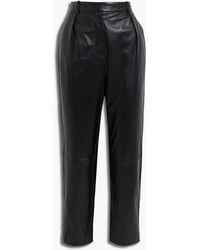 Altuzarra Cropped Pleated Leather Straight-leg Pants - Black