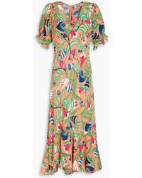 Diane von Furstenberg - Orla Gathered Floral-print Crepe Midi Dress - Lyst