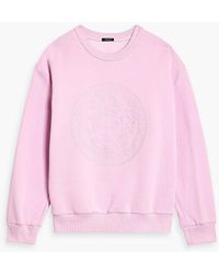 Versace - Crystal-embellished Cotton-blend Fleece Sweatshirt - Lyst