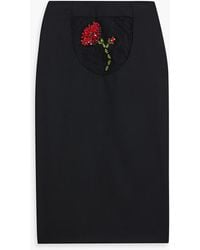Simone Rocha - Crystal-Embellished Mesh-Paneled Twill Midi Skirt - Lyst