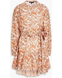 Maje - Ruffled Paisley-print Cotton Mini Dress - Lyst