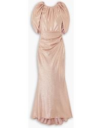 Talbot Runhof - Cape-effect Gathered Metallic Stretch-jersey Gown - Lyst