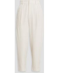 Brunello Cucinelli - Bead-embellished Wool And Cotton-blend Twill Tapered Pants - Lyst
