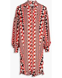 Diane von Furstenberg - Tyra Fil Coupé-paneled Printed Crepe De Chine Mini Shirt Dress - Lyst