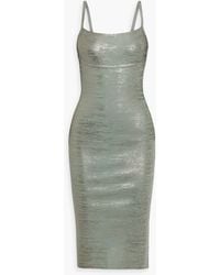 Hervé Léger - Kleid aus bandage mit metallic-beschichtung - Lyst