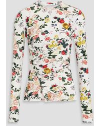 Rabanne - Gerafftes oberteil aus stretch-jersey mit floralem print - Lyst