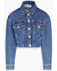 Sandro - Cropped Embellished Denim Jacket - Lyst