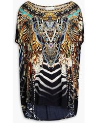 Camilla - Crystal-embellished Printed Stretch-modal Jersey Top - Lyst