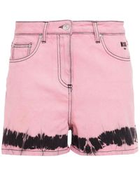 MSGM Tie-dyed Denim Shorts - Pink