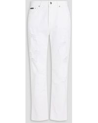 Dolce & Gabbana - Distressed High-rise Tapered Jeans - Lyst