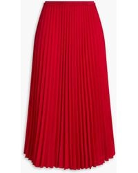 RED Valentino - Pleated Crepe Midi Skirt - Lyst