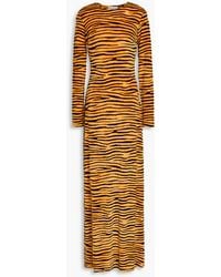 Rabanne - Tiger-Print Devoré-Velvet Maxi Dress - Lyst