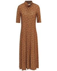 Rosetta Getty - Cowl Leopard-print Jersey Midi Dress - Lyst