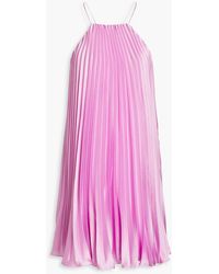 ML Monique Lhuillier - Pleated Hammered Satin-crepe Mini Dress - Lyst