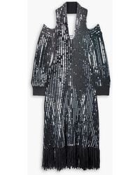 Monse - Fringed Sequined Merino Wool Halterneck Midi Dress - Lyst