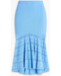 Victoria Beckham - Flared Pointelle-Knit Midi Skirt - Lyst