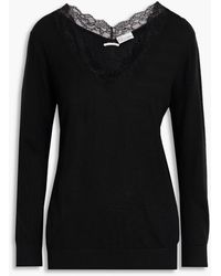 RED Valentino - Lace-trimmed Wool And Cashmere-blend Sweater - Lyst