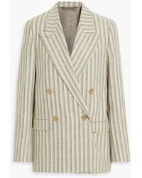 Acne Studios - Double-breasted Striped Wool And Cotton-blend Tweed Blazer - Lyst