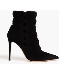 Gianvito Rossi - Ariana Laser-cut Suede Ankle Boots - Lyst