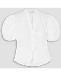 Vince - Plissierte bluse aus baumwollpopeline mit cut-outs - Lyst