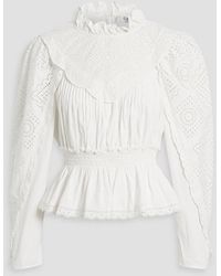 Sea - Vienne Ruffled Broderie Anglaise Cotton Blouse - Lyst