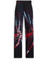 Louisa Ballou - Printed Silk-blend Satin Wide-leg Pants - Lyst