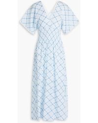 Heidi Klein - Portofino Shirred Printed Cotton-gauze Midi Dress - Lyst