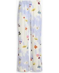 Stine Goya - Floral-Print Tencel Lyocell-Blend Satin Straight-Leg Pants - Lyst