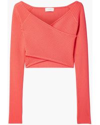 LAPOINTE - Cropped Wrap-effect Stretch-knit Top - Lyst