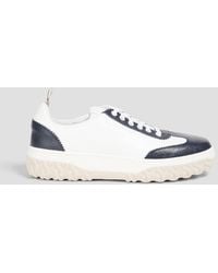 Thom Browne - Court Smooth And Textured-leather Sneakers - Lyst