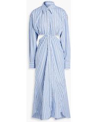 Victoria Beckham - Cutout Striped Cotton-poplin Midi Shirt Dress - Lyst