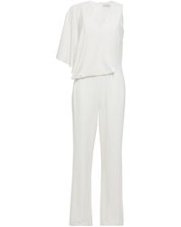 Halston Cotton Belted Jumpsuit in Khaki Womens Jumpsuits and rompers Halston Jumpsuits and rompers Natural 