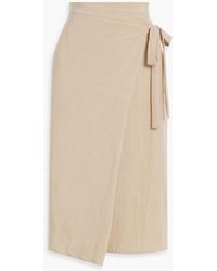 Vince - Wrap-Effect Tencel Lyocell-Blend Midi Skirt - Lyst