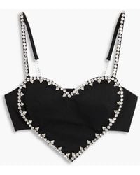 Area - Cropped Crystal-Embellished Ponte Bustier Top - Lyst