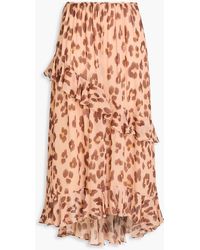 Zimmermann - Ruffled Leopard-Print Crepe De Chine Midi Skirt - Lyst