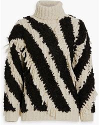 Zimmermann - Striped Bouclé-knit Wool-blend Turtleneck Sweater - Lyst