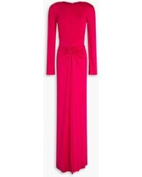 Victoria Beckham - Open-back Ring-embellished Satin-jersey Gown - Lyst