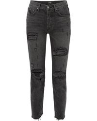 GRLFRND - Hoch sitzende jeans mit schmalem bein in distressed-optik - Lyst