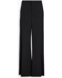 Area - Crystal-embellished Wool-crepe Wide-leg Pants - Lyst