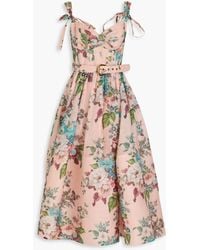 Zimmermann - Floral-print Linen And Silk-blend Gauze Midi Dress - Lyst