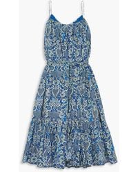 RHODE - Gathered Printed Cotton Dress - Lyst