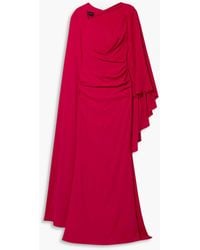 Talbot Runhof - Cape-effect Draped Crepe Gown - Lyst