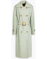 Rejina Pyo - Double-breasted Belted Faux Leather Trench Coat - Lyst