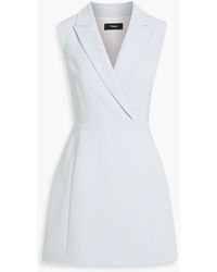 Theory - Wrap-Effect Crepe Mini Dress - Lyst