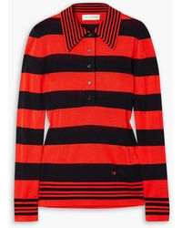 Victoria Beckham - Striped Knitted Polo Top - Lyst