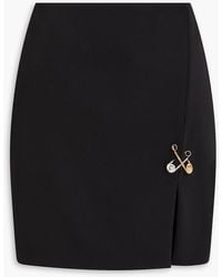 Versace - Embellished Grain De Poudre Wool-Blend Mini Skirt - Lyst