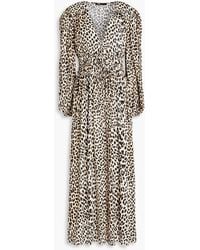 Maje - Leopard-print Ilk-crepe Midi Dress - Lyst