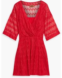 Missoni - Wrap-effect Crochet-knit Silk-blend Mini Dress - Lyst